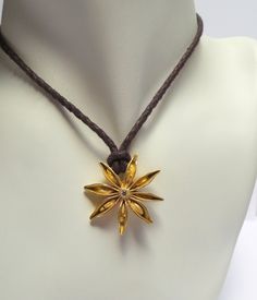 Star Anise Pendant - This beautiful and Special 14K solid Gold pendant Inlaid Diamonds . Handmade lock easy to wear! The pendant size is 30 mm. The pendant is 9gr 14k gold. The Cotton Chain . Free Shipping!! The necklace will be packed in a gift box and is ready to be given as a gift or kept for yourself. Your item will be shipped via registered air mail with tracking number. Please contact me with any questions or requests. Handmade Star-shaped Yellow Gold Necklaces, Handmade Yellow Gold Star Necklaces, Unique Gold Star-shaped Jewelry, Unique Gold Star Shaped Jewelry, Handmade Star-shaped Gold Necklace, Handmade Gold Star Necklace, Silver Diamond Necklace, Necklace Star, 18k Gold Necklace