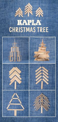 Various KAPLA® Christmas trees, in 3D or 2D, made from natural KAPLA planks Christmas Tree Forest, 12 Pm, Magical Forest