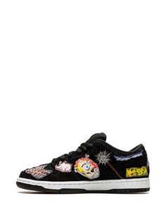 Nike SB Dunk Low "Neckface" Sneakers - Farfetch Gentlemen Wear, Nike Sb Dunk Low, Sb Dunk Low, Nike Sb Dunks Low, Nike Sb Dunk, Round Logo, Nike Sb Dunks, Black Halloween, Sb Dunk