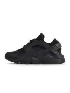 NIKE MENS AIR HUARACHE - BLACK ANTHRACITE NIKE Nike Huaraches Outfit, Nike Black Technical Sneakers, Urban Running Shoes With Vented Sides For Sports, Urban Style Running Shoes With Vented Sides For Sports, Black Athleisure Sneakers With Ventilation, Black Training Running Shoes With Vented Sides, Synthetic Running Shoes With Vented Sides For Streetwear, Black Sneakers With Vented Sides For Light Sports, Black Athleisure Sneakers With Vented Sides