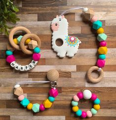 the wooden toys are laid out on the floor