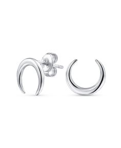 in stock Adjustable Moon-shaped Sterling Silver Jewelry, Nickel-free Moon Shaped Sterling Silver Jewelry, Nickel-free Adjustable Moon Shaped Jewelry, Nickel-free Moon Shaped Hoop Earrings, Silver Nickel-free Moon-shaped Earrings, Half Moon Earrings, Moon Earrings, Style Minimalist, Bling Jewelry