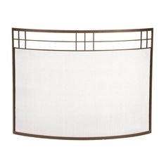 an iron fireplace screen with white fabric over it