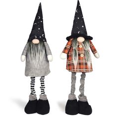 two gnomes are standing next to each other