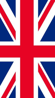 the british flag is shown in red, white and blue with an arrow on it