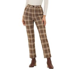 Classic plaid pants feature a straight fit leg for a relaxed vibe with work to weekend versatility. Casual tartan cropped pants, Simply add blouse and sneaker for chic and preppy look. This plaid high waist pants can show your casual style. With a zip and button fastening, these trousers sit at the point where style and practicality meet. The perfect Casual trousers, plaid and color is unique. It works perfectly together. Bolster your formal separates with an fashion plaids style. Style these tr Plaid Outfits, Work Trousers, Preppy Look, High Waist Pants, Plaid Fashion, Plaid Pants, Casual Trousers, Waist Pants, High Waisted Pants