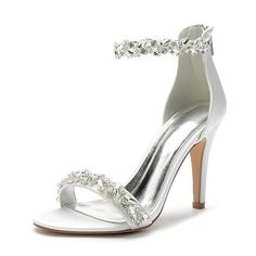 Category:Wedding Shoes,Sandals; Upper Materials:Satin; Embellishment:Crystal; Heel Type:Stiletto; Gender:Women's; Toe Shape:Pointed Toe; Type:Bridal Shoes; Style:Minimalism; Heel Height(inch):4-5; Outsole Materials:Rubber; Closure Type:Zipper; Listing Date:02/27/2023; Production mode:Self-produce; 2024 Trends:Bling Bling,Sparkling Shoes; Foot Length:; Foot Width:; Size chart date source:Provided by Supplier.; US Size:null; UK Size:14.5; EU Size:50 Sparkling Shoes, Wedding Shoes Sandals, Sparkle Shoes, Crystal Shoes, Bridesmaid Shoes, Wedding Dress Shoes, Wedding Sandals, Womens Wedding Shoes, 2024 Trends