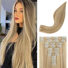 PRICES MAY VARY. ✨[Ready to Reign Superior Volume and Length?]Say Hello to this REECHO new 11PCS Set Clip in Hair Extension. Ultimate convenient to clip in and off, providing you with super thick and voluminous locks without the fuss ✨ [Wear it Your Way]11PCS individual hairpieces brings endless possibilities. Your could either use it as hair fillers for extra length & volume, or achieve all your baby braid, high ponytail, messy bun hair dreams! ✨[Natural Looking Transformations]Premium real-fee Braid High Ponytail, Dark Blonde With Highlights, High Ponytail Messy, Blonde With Highlights, Ponytail Messy, Dark Blonde Highlights, Straight Hair Extensions, Hairpieces For Women, Tape In Extensions