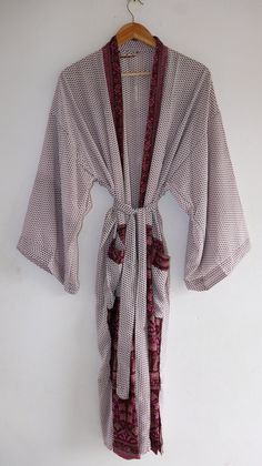 "Silk Polyester kimono robes are perfect for lounging around the home or spa. Use our silk Polyester robe as a cover up on the beach or after a dip in the pool. Add a luxe, boho feel to your bridal shower. Versatile, soft and luxurious, our 100% silk kimono robes are printed with azo-free dyes. The silk Polyester robe features full sleeves, a waist tie and two front pocket. Length - 50 inches (125Centimeter), Measurements Approx : *Length: 50\" Inches *Bust Around Size: 50\" Inches *Shoulder: 8\ Silk Bohemian Robe For Loungewear, Bohemian Silk Robe For Loungewear, Silk Home Kimono With Kimono Sleeves, Bridesmaid Kimono, Bridal Kimono, Luxe Boho, Kimono Vintage, Kimono Design, Kimono Robes