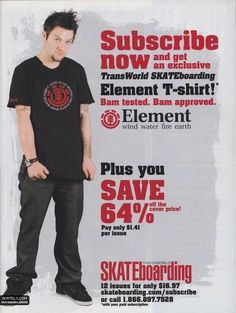 a man standing in front of a poster advertising skateboarding and riding gear for sale