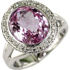 Royal 14K White Gold Amethyst & Diamond Ring - 5.00 Carat Main Stone Luxury Pink Sapphire Ring For Formal Occasions, Elegant Pink Sapphire Ring With Center Stone, Elegant Pink Amethyst Ring With Halo Setting, Formal Pink Sapphire Diamond Ring With Halo Setting, Timeless Oval Purple Amethyst Ring, Timeless Purple Oval Amethyst Ring, Elegant Round Pink Sapphire Gemstones, Elegant Green Amethyst Ring, Classic Pink Gemstones For Formal Occasions