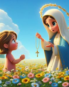 Mother Mary Pictures, Jesus Cartoon, Mama Mary, Jesus Wallpaper, Jesus Pictures, Holy Trinity, Mother Mary, Rosary, Cute Drawings