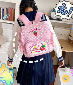 Sweet Strawberry Backpack PN4694 ●Size:37*30*13 cm. ●Material :nylon (Please allow 1-3cm differs due to manual measurement.As different computers display colors differently,the color of the actual may vary slightly from the above images.Thanks for your understanding.) ●About Shipping: We attach great importance to the orders of each customer and parcel delivery. 1.Processing time: 2-3 business days. 2.Shipping time: 10-15 business days to US, please allow 3-4 weeks shipping to other country.(Shipping times can be affected by variable customs clearance times or public holidays.) Strawberry Backpack, Embroidered Fruit, Japanese School Bag, Lace Backpack, Fruit Strawberry, Parcel Delivery, Sweet Lady, Japanese School, Cute Embroidery