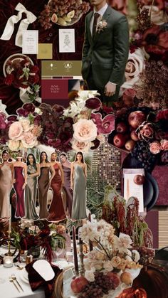 a collage of photos with flowers and other items