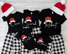 Custom Name Family Christmas Shirts, Personalized Christmas Family Matching  T-Shirt, Custom Christmas Shirt With Name, With a Santa Hat Hello everyone! Welcome to TaggingUS store. Here, you'll find a wide selection of affordable, high-quality personalized designs and unique creations perfect for your friends, family, coworkers, and loved ones. Our prints are created using the latest technological materials, ensuring exceptional quality. Each order is meticulously prepared using top-quality inks during the production process. T-shirts hold a special place in our hearts as they allow us to express important moments, memories, and sometimes words that are difficult to say. Whether it's Mother's Day, Father's Day, Halloween, Christmas, or Thanksgiving, our collection offers the perfect gifts Black Christmas Festive Tops, Festive Black Christmas Tops, Black Christmas Holiday Top, Black Festive Christmas Top, Festive Black Christmas Top, Black Festive Tops For Christmas, Black Top As Christmas Gift, Black Holiday Tops For New Year, Hackensack Nj