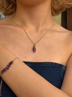 Amethyst Necklace for Mom | Gift of Love & Spiritual Connection | Mother's Day GiftCelebrate the extraordinary woman in your life with this exquisite amethyst necklace, a gift that embodies love, appreciation, and spiritual connection. Amethyst, revered for its calming energy and captivating purple hues, will remind her of your enduring love while inspiring serenity, intuition, and personal growth.This necklace features a genuine raw amethyst crystal, each one unique in its formation and radiati Amethyst Gemstone Crystal Necklace, Amethyst Crystal Necklace For Healing, Purple Birthstone Necklace For Her, Dainty Amethyst Crystal Necklace For Gift, Amethyst Birthstone Necklace As Gift For Her, Minimalist Amethyst Pendant Necklaces, Amethyst Jewelry As A Gift For Her, Minimalist Amethyst Purple Necklace, Minimalist Purple Gemstone Necklace