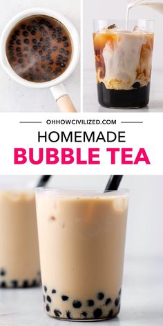 homemade bubble tea recipe with text overlay