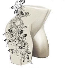 an artistically designed vase with flowers on it