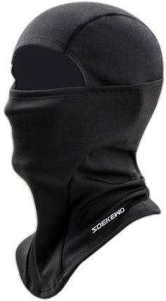 Winter Sports Techwear Balaclava, Black Sports Balaclava With Fleece Lining, Black Fleece-lined Balaclava For Sports, Black Fleece-lined Balaclava For Winter Sports, Black Fleece-lined Balaclava For Outdoor Activities, Black Hooded Balaclava For Sports, Sporty Balaclava For Winter Outdoor Activities, Fitted Black Balaclava For Outdoor, Breathable Hooded Balaclava