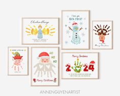 four christmas cards with hand prints on them