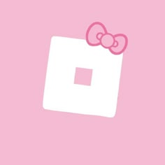 a pink hello kitty wallpaper with a white square and bow on it's head