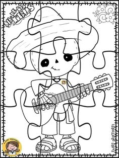 a cartoon character with a guitar in his hand