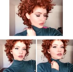 Red Curly Hair, Shorter Hair, Curly Hair Updo, Short Curly Haircuts, Curly Hair Styles Easy, Haircuts For Curly Hair, Flat Hair, Curly Hair Inspiration, Penteado Cabelo Curto