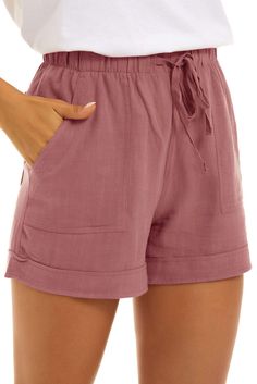 PRICES MAY VARY. Material: 90%cotton + 10%linen. This women shorts is made of high-quality fabric. Soft, breathable and skin-friendly, lightweight and comfortable to wear. Feature: Elastic waistband with adjustable waist drawstring, wide leg, side and back pockets. The design of solid color is classic and fashionable not easy outdated, loose design, become more breathable in high summer. Occasion: Holiday, leisure, beach, simple sports, hiking, small Parties, home and other occasions are suitable. Cotton fabric also very suit for sleeping as a night shorts. Collocation：striped short sleeved t-shirts or plain short sleeved shirts or sleeveless shirts. Washing Tips: Machine or Hand Wash with Cold Water/Hang or Line Dry/Do Not Bleach Fashionable Jeans, Summer Lounge, Swim Shorts Women, Fashion Shirts, Linen Casual, Linen Short, Tie Styles, Shorts Summer, Shorts For Women