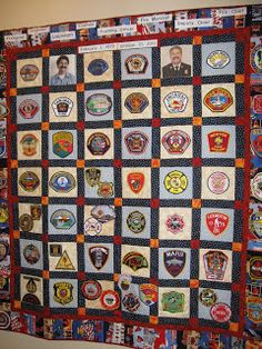 a large quilt with many patches on it