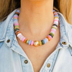 Crafted entirely from lightweight acrylic, it mimics the elegance of heavier gemstones without the weight. Ideal for all-day wear, this necklace’s colorful hues add a playful touch to any outfit. Its versatile design makes it perfect for any occasion or season, ensuring you always have a dazzling accessory on hand. Features • Acrylic Colored Bead • Gold plated Steel Beads • Gold plated alloy clasp and extender • Measures 16” plus a 3” extender Long Necklace Outfit, Glass Bead Necklaces, Colorful Beaded Necklace, Beach Cocktails, Bead Necklaces, Fine Silver Jewelry, Gold Statement Necklace, Charm Necklaces, Teardrop Necklace