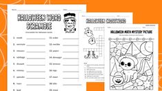 two halloween worksheets for kids to practice their math skills and help them learn how to