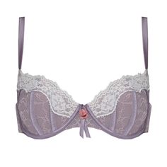 Made of Italian lace and edged with scalloped galloon lace, this balconette-style bra also features lavender silk covered front straps. The soft, full cups are lined with soft mesh and contoured with silk binding to support and flatter. 64% Polyamide 20% Silk 16% Elastane Handwash only. Purple Bra, Silk Bra, Lavender Silk, Purple Bras, Brand Magazine, Silk Lingerie, Balconette Bra, Purple Silk, Blazer With Jeans