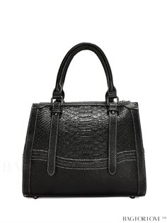 BagForLove - Embossed Snakeskin Double Handle Square Bag Product Description Color Black Type Square Bag Bag Size Medium Strap Type Double Handle Style Fashionable Pattern Type Snakeskin Print Closure Type Zipper Material PU Leather Size Chart INCH CM Strap Length Bag Length Bag Width Bag Height Handle Height 47.2 inch 11.4 inch 5.5 inch 9.4 inch 5.1 inch Strap Length Bag Length Bag Width Bag Height Handle Height 120 cm 29 cm 14 cm 24 cm 13 cm Details Pictures Similar Products h2 { text-align: c Top Handle Faux Leather Bag With Textured Finish, Evening Bag In Textured Faux Leather, Black Textured Leather Satchel With Top Handle, Faux Leather Textured Satchel Shoulder Bag, Black Textured Leather Bag With Double Handle, Black Textured Leather Crossbody Satchel, Black Double Handle Textured Leather Bag, Faux Leather Textured Satchel Bag, Black Textured Leather Tote Satchel