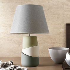 Rustic Grey Ceramic Table Lamp With Conic Shade - 1 Head Night Stand Light Night Stand Light, Floor Standing Light, Table Lighting, Copper Chandelier, Reading Lamp Floor, Guest Room Decor, Ceiling Lights Living Room, Floor Standing Lamps, Stand Light