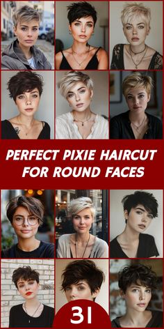 Long Pixie For Round Face, Pixie Cut Thick Hair Round Face, Pixie For Round Faces Plus Size, Shaggy Pixie Cuts Round Face, Pixie Hairstyles For Round Faces, Sassy Pixie Haircut, Pixie Cuts For Round Faces, Pixie Cut For Round Face, Modern Pixie Haircut