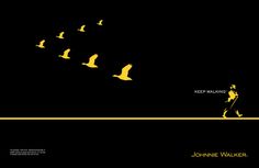 a man walking across a field with birds flying over him and the words john walker on it