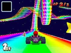 an old school computer game with a person driving a car in front of the camera