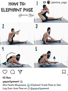 a woman is doing yoga poses on the floor