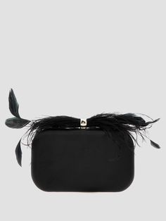 Structured faux-leather clutch bag Gold-tone top ring hardware with threaded faux feathers Single-compartment construction Interior slip pocket Push lock closure Detachable chain crossbody strap with 24" drop 7"W x 4.25"H x 1.75"D Luxury Formal Bags With Feathers, Luxury Formal Feathered Bags, Elegant Evening Bags With Feathers, Chic Formal Bags With Feathers, Formal Chic Bags With Feathers, Chic Formal Feather Bags, Chic Formal Feathered Bags, Chic Formal Bags With Feather Trim, Guess Clutch