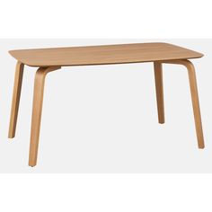 a wooden table with two legs and a small rectangular shape on the top, sitting against a white background