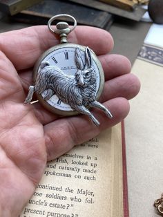 I’m Late, White Rabbit Pendant #victorianjewelry #gothicstyle #upcycle #artjewelry #handmadejewelry #vintagejewelry #victorianmagpie #uniquejewelry #industrialdesign #localartist White Rabbit Pocket Watch, Moon Goddess Necklace, Alice In Wonderland Inspired, Ruby Jewel, Rabbit Pendant, Pocket Watch Necklace, Book Locket, Goddess Necklace, Steampunk Necklace