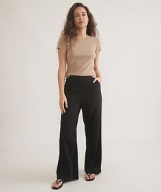 Allison Trouser Travel Clothes, Ribbed Sweater Dress, Marine Layer, Travel Wardrobe, Wide Leg Pant, Ruffled Sleeve Top, Spring 2024, Ribbed Sweater, Travel Outfit