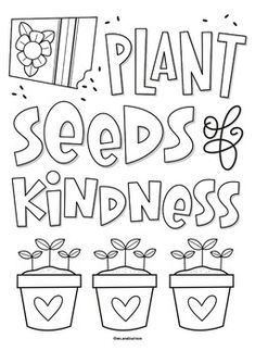 the words plant seeds and kindness written in black ink