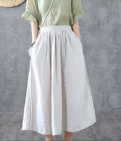 Casual Linen  loose fitting Women's Skirts Casual Linen Tiered Skirt, Casual Linen Tiered Skirt Bottoms, Bohemian Long Skirt Solid Color, Casual Linen Skirted Bottoms, Solid Color Linen Flared Skirt, Bohemian Linen Relaxed Skirt Bottoms, Solid Long Linen Skirt, Bohemian Linen Bottoms With Relaxed Skirt, Bohemian Linen Bottoms With Relaxed Skirt Fit