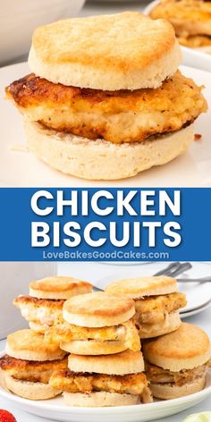 chicken biscuits pin collage Healthy Chicken Biscuit Sandwich, Chicken And Biscuit Sandwich, Fried Chicken Biscuit Sandwich, Chicken Egg And Cheese Biscuit, Chicken For Breakfast Ideas, Breakfast Chicken Sandwich, Chicken Biscuit Recipes, Chicken Breakfast Sandwich, Breakfast With Chicken