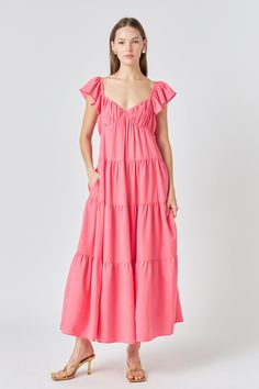 Pink Flamingo Dress, Rosé Back, Flamingo Dress, Dress Sweetheart Neckline, Tie Maxi Dress, Frilly Dresses, Weekend Dresses, Pink Ties, Pink Maxi Dress