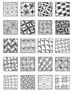 a set of nine different patterns in black and white, each with an individual's own design