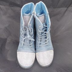 Girls Fashion Boots New No Box Blue Boots For Streetwear In Spring, Trendy Blue Sneakers With Round Toe, Blue Boots For Spring Streetwear, Blue Round Toe Boots For Streetwear, Blue Ankle-high Boots With Rubber Sole, Blue Boots, Shoes Blue, Girls Fashion, Blue Shoes