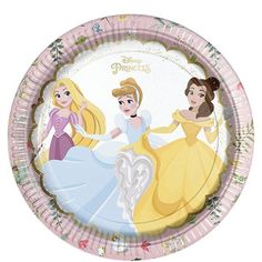 a paper plate with princesses on it