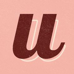 the letter u is made up of red and white letters on a pink background,